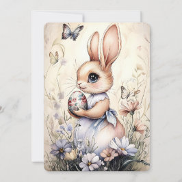 ワイルドフラワーの可愛いイースターバニー保持卵 シーズンカード