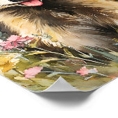 ワイルドフラワーの可愛いルーン – 水彩動物の壁画 ポスター (角)