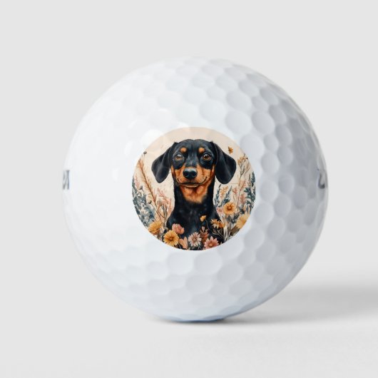 ワイルドフラワーの可愛い絵を描ダシュント ゴルフボール (正面)
