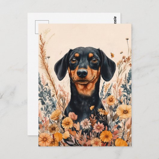 ワイルドフラワーの可愛い絵を描ダシュント ポストカード (正面/裏面)