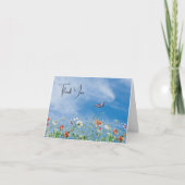 ワイルドフラワーの境界と蝶のありがとう サンキューカード (正面)