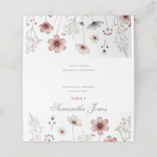 ワイルドフラワーの夏のミニマリストの座席表 プレイスカード (外部開封)