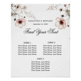 ワイルドフラワーの夏のミニマリストの座席表 ポスター