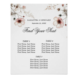 ワイルドフラワーの夏のミニマリストの座席表 ポスター