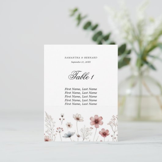 ワイルドフラワーの夏のミニマリストの座席表 ポストカード (スタンド正面)