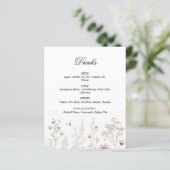 ワイルドフラワーの夏のミニマル結婚リストのメニュー (スタンド正面)