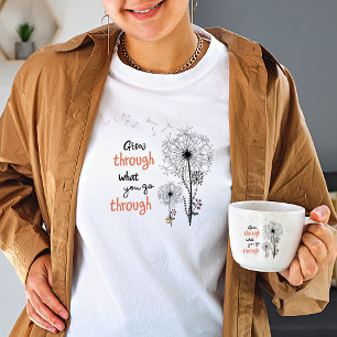 ワイルドフラワーの女性を通して成長する Tシャツ