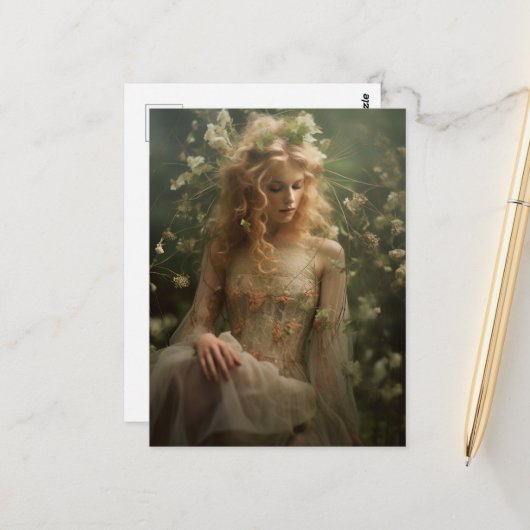 ワイルドフラワーの女性 ポストカード (正面/裏面インサイチュ)