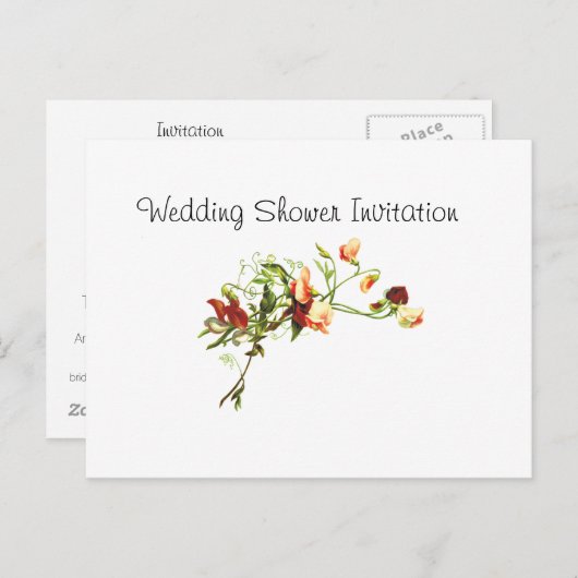 ワイルドフラワーの好意アイディア、ウェディングシャワーテーマ インビテーションポストカード (正面/裏面)