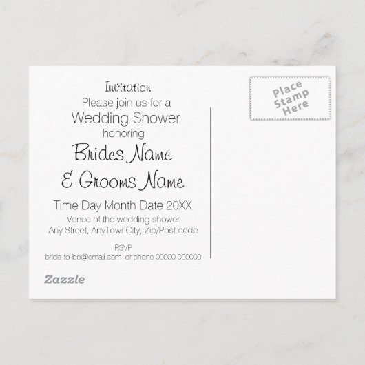 ワイルドフラワーの好意アイディア、ウェディングシャワーテーマ インビテーションポストカード (裏面)