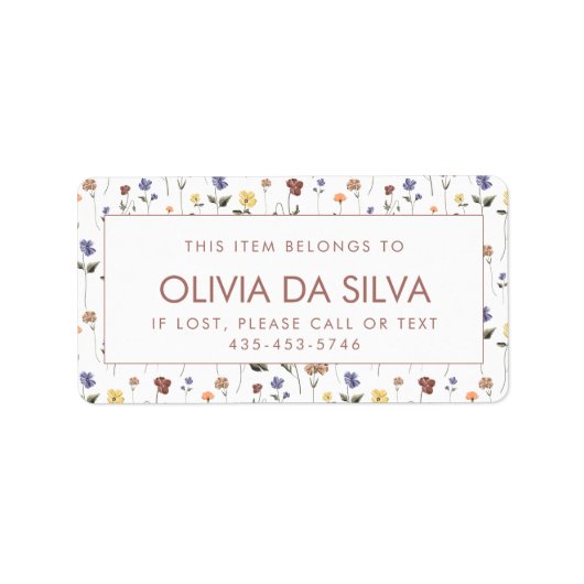 ワイルドフラワーの子どもの校名 |カスタマイズ可能 ラベル (正面)