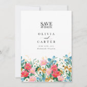 ワイルドフラワーの庭園の結婚式写真の保存日付 招待状 (正面)