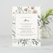 ワイルドフラワーの恋しく思水色ミセス・ブライダルシャワー 招待状 (スタンド正面)