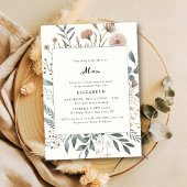 ワイルドフラワーの恋しく思水色ミセス・ブライダルシャワー 招待状
