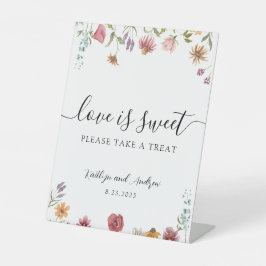 ワイルドフラワーの愛は甘いトリートサインをお願い 台座サイン