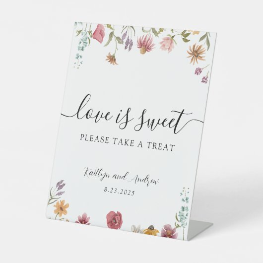ワイルドフラワーの愛は甘いトリートサインをお願い 台座サイン (正面)