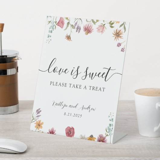 ワイルドフラワーの愛は甘いトリートサインをお願い 台座サイン (インサイチュ)