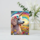 ワイルドフラワーの愛らしいプードルユニコーン ポストカード (スタンド正面)