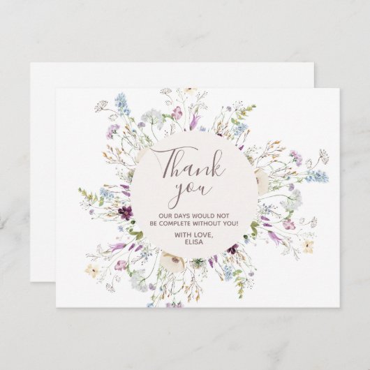 ワイルドフラワーの感謝カード サンキューカード (正面/裏面)