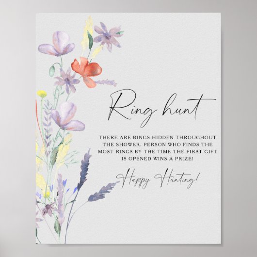 ワイルドフラワーの指輪探し ブライダルシャワーゲームのポスター ポスター (正面)
