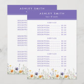 ワイルドフラワーの料金 メニュー (正面/裏面)