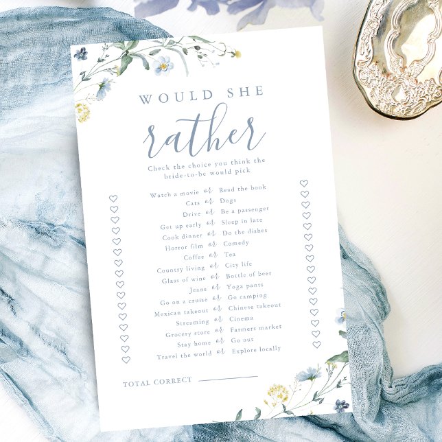 ワイルドフラワーの方がブライダルシャワー (Wildflower would she rather bridal shower game)