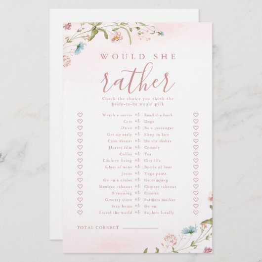 ワイルドフラワーの方がブライダルシャワー (正面/裏面)