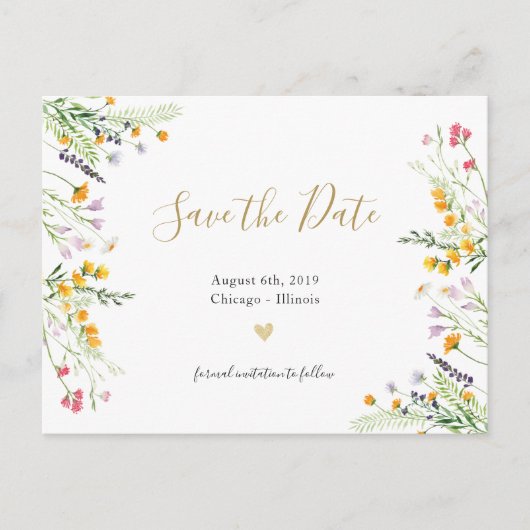 ワイルドフラワーの春の花が咲く「保存の日」ポストカード 案内ポストカード (正面)
