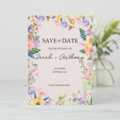 ワイルドフラワーの春写真Save the Date Card 招待状 (スタンド正面)