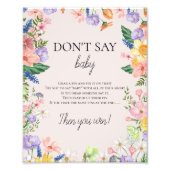 ワイルドフラワーの春赤ちゃんシャワー言わないベビーゲーム フォトプリント (正面)