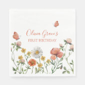 ワイルドフラワーの最初の誕生日パーティー スタンダードランチョンナプキン (正面)