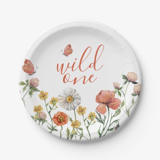 ワイルドフラワーの最初の誕生日パーティー ペーパープレート (正面)