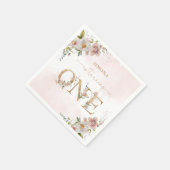 ワイルドフラワーの最初の誕生日ワイルドワン赤面ピンク スタンダードカクテルナプキン (角)