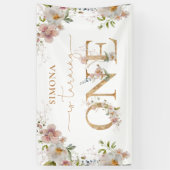 ワイルドフラワーの最初の誕生日ワイルドワン赤面ピンク 横断幕 (縦)