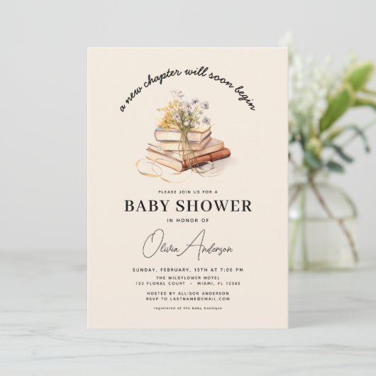 ワイルドフラワーの本新しい章が赤ちゃんシャワーを始める 招待状 (スタンド正面)