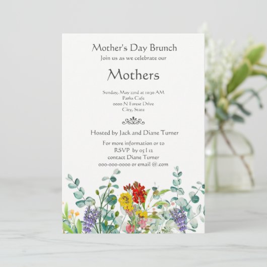 ワイルドフラワーの母の日の朝食 休日の招待状 招待状 (スタンド正面)