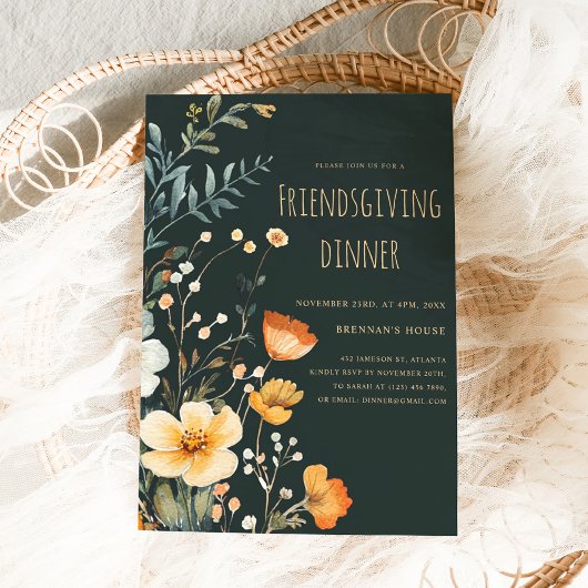 ワイルドフラワーの気分屋さん感謝祭の友情ディナー 招待状