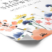 ワイルドフラワーの水の色のフローラの赤ちゃんシャワーへようこそ ポスター (角)