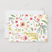 ワイルドフラワーの水の色のロマンチックなウェディングRSVP 出欠カード (裏面)