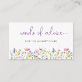 ワイルドフラワーの水の色の単語アドバイスベビーシャワー エンクロージャーカード (正面)