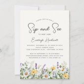 ワイルドフラワーの水の色のsipと参照ベビーシャワー 招待状 (正面)