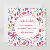 ワイルドフラワーの水の色日付を保存 招待状 (正面)