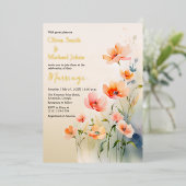 ワイルドフラワーの水実在色のホイルウェディング招待 箔シーズンカード (立ち正面)