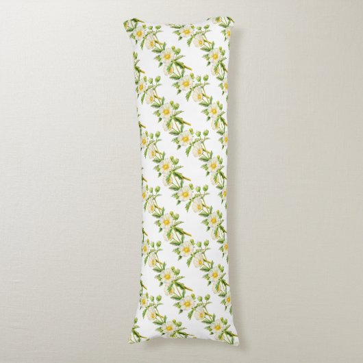 ワイルドフラワーの水彩アートパターン長い体枕 ボディピロー (正面縦)