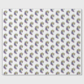 ワイルドフラワーの水彩ユニコーン ラッピングペーパー (フラット)