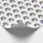 ワイルドフラワーの水彩ユニコーン ラッピングペーパー (角)