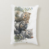 ワイルドフラワーの水彩子猫たち アクセントクッション (裏面(縦))