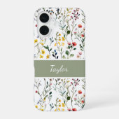 ワイルドフラワーの水彩植物名 iPhone 16ケース (裏面)