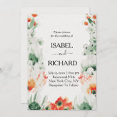 ワイルドフラワーの水彩画 フラワー ボヘミアンのウェディング 招待状 (正面/裏面)