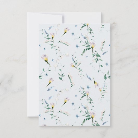 ワイルドフラワーの水結婚色の詳細カード 招待状 (裏面)